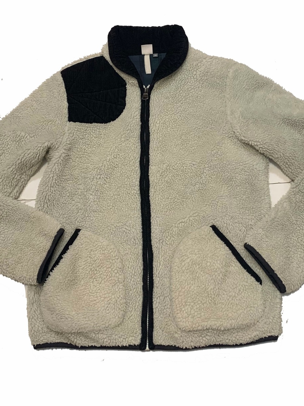 S / Aigle sherpa fleece zip-up jacket in a cream/off-white colorway